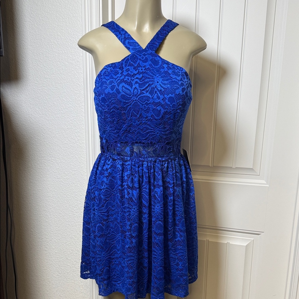 I.N. San Francisco Vibrant Blue Lace Mini Dress